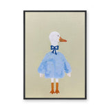 Dressed Duck Kids Wall Art – Whimsical Blue Outfit Nursery Print