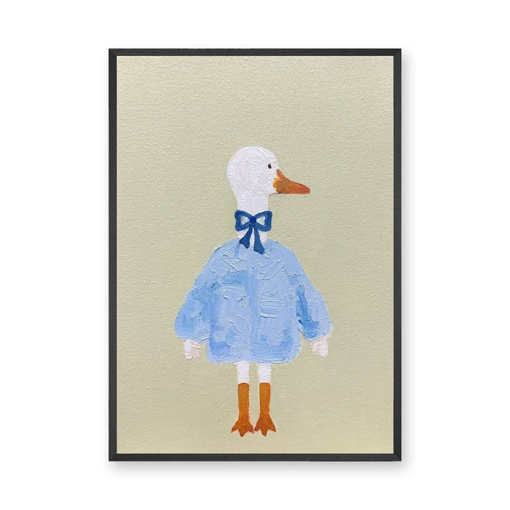 Dressed Duck Kids Wall Art – Whimsical Blue Outfit Nursery Print