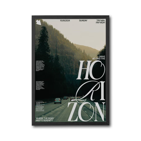 Drive Beyond the Horizon Quote Décor Poster, Aesthetic Motivational Wall Décor