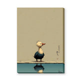 Duck Japandi Wall Art – Cute Reflection Print with Teal Water