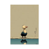 Duck Japandi Wall Art – Cute Reflection Print with Teal Water