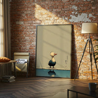 Duck Reflection Aesthetic Wall Décor Poster – Minimal Japanese Text Print