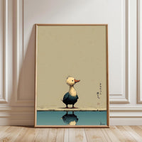 Duck Reflection Aesthetic Wall Décor Poster – Minimal Japanese Text Print