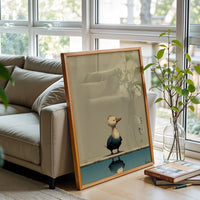 Duck Reflection Aesthetic Wall Décor Poster – Minimal Japanese Text Print