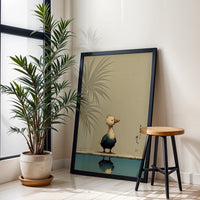 Duck Reflection Aesthetic Wall Décor Poster – Minimal Japanese Text Print