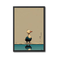 Duck Reflection Aesthetic Wall Décor Poster – Minimal Japanese Text Print