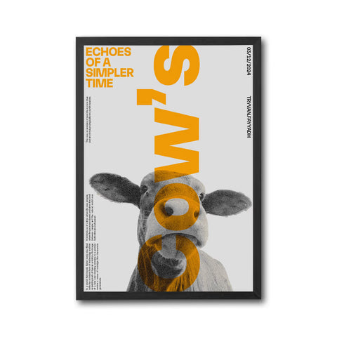 Echoes of a Simpler Time Cows Wall Poster – Editorial Farmhouse Wall Décor