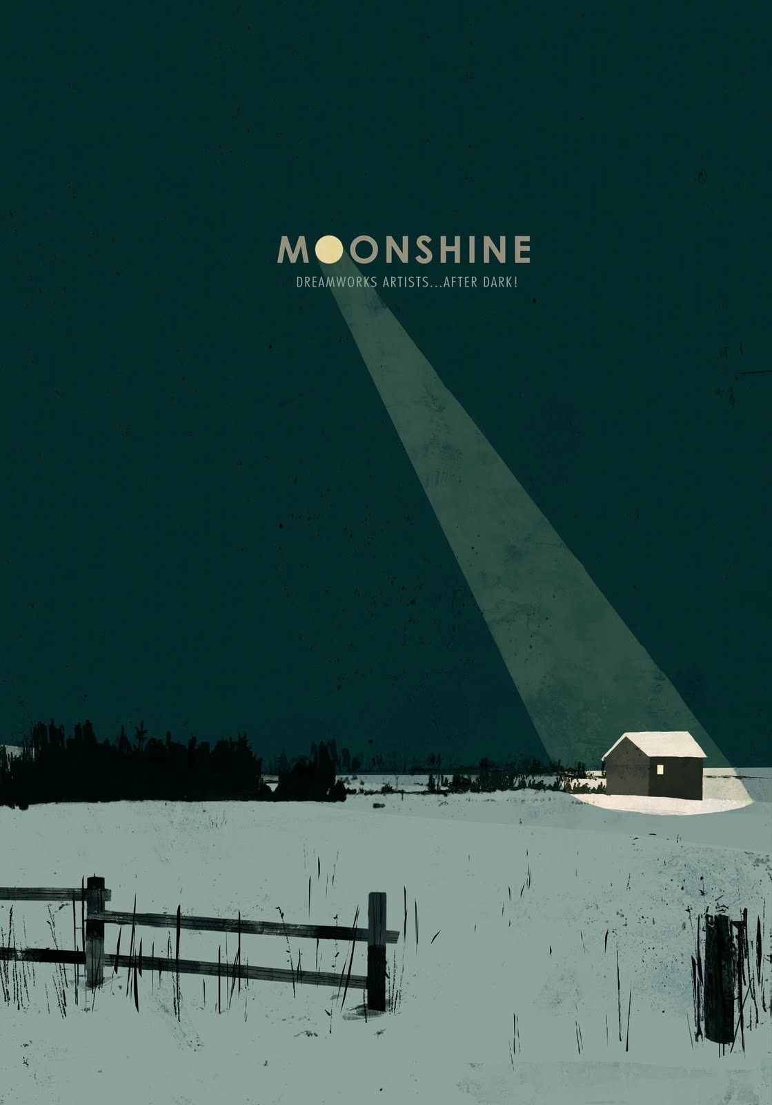 Moonshine Dreamworks Artists After Dark Wall Poster – Minimal Moonlit Landscape Wall Poster