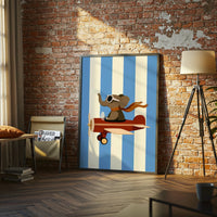 Elephant Flying Airplane Aesthetic Wall Print Décor Poster Print