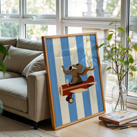 Elephant Flying Airplane Aesthetic Wall Print Décor Poster Print
