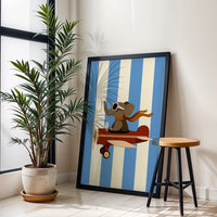 Elephant Flying Airplane Aesthetic Wall Print Décor Poster Print