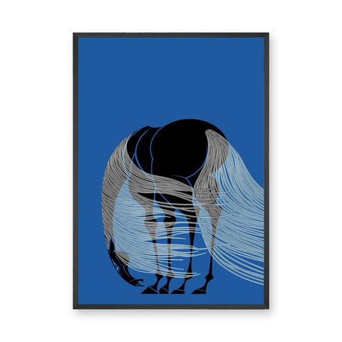 Elephant Modern Line Art Wall Art – Blue Abstract Animal Print