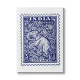 Elephant Vintage Wall Art – Blue India Postage Stamp Print