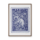 Elephant Vintage Wall Art – Blue India Postage Stamp Print