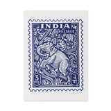 Elephant Vintage Wall Art – Blue India Postage Stamp Print