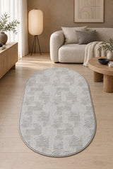 Emboss Boho Oval Rug in a living room