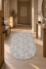 Emboss Boho Oval Rug in a hallway