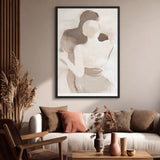 Embrace Portrait Abstract Wall Art – Faceless Couple in Soft Neutral Tones