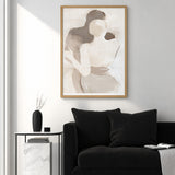 Embrace Portrait Abstract Wall Art – Faceless Couple in Soft Neutral Tones