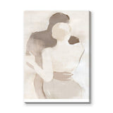 Embrace Portrait Abstract Wall Art – Faceless Couple in Soft Neutral Tones
