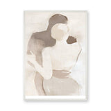 Embrace Portrait Abstract Wall Art – Faceless Couple in Soft Neutral Tones