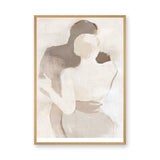 Embrace Portrait Abstract Wall Art – Faceless Couple in Soft Neutral Tones