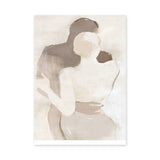 Embrace Portrait Abstract Wall Art – Faceless Couple in Soft Neutral Tones