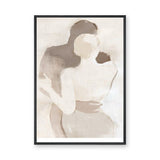 Embrace Portrait Abstract Wall Art – Faceless Couple in Soft Neutral Tones