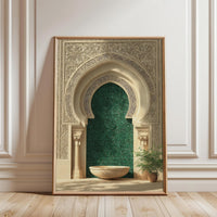 Emerald Mosque Door Print, Islamic Architecture Wall Print, Oriental Calligraphy Décor Poster, Middle Eastern Decor, Cultural Heritage Design