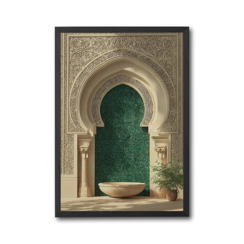 Emerald Mosque Door Print, Islamic Architecture Wall Print, Oriental Calligraphy Décor Poster, Middle Eastern Decor, Cultural Heritage Design