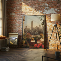 Empire State Building Rooftop Garden Aesthetic Print, New York City Skyline Wall Décor