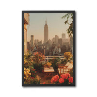Empire State Building Rooftop Garden Aesthetic Print, New York City Skyline Wall Décor