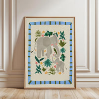 Eric the Elephant Kids Nursery Animal Illustration, Colorful Jungle Pop Art Wall Print