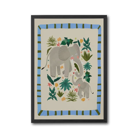 Eric the Elephant Kids Nursery Animal Illustration, Colorful Jungle Pop Art Wall Print