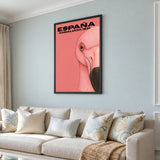 España Flamingo Modern Wall Art – Pink Andalucia Travel Print