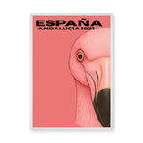 España Flamingo Modern Wall Art – Pink Andalucia Travel Print