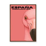 España Flamingo Modern Wall Art – Pink Andalucia Travel Print