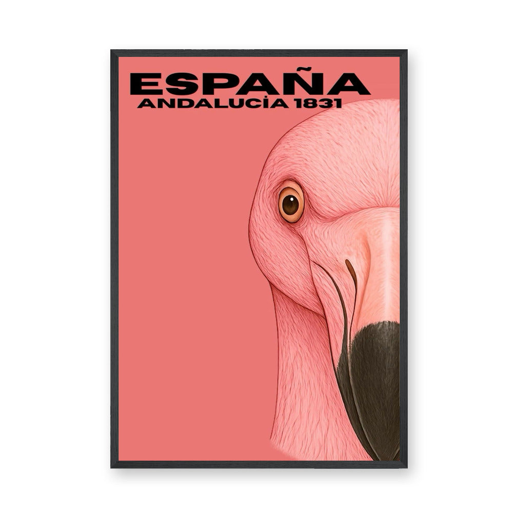 España Flamingo Modern Wall Art – Pink Andalucia Travel Print