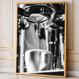 Espresso Modern Minimalist Wall Art – Black and White Coffee Pour