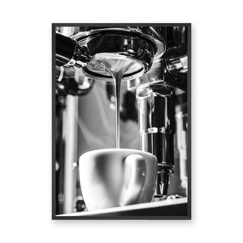 Espresso Modern Minimalist Wall Art – Black and White Coffee Pour