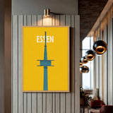 Essen Tower Minimalist Wall Art – Yellow Travel Typography Print