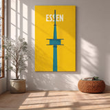 Essen Tower Minimalist Wall Art – Yellow Travel Typography Print