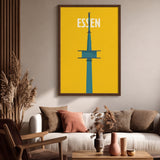Essen Tower Minimalist Wall Art – Yellow Travel Typography Print