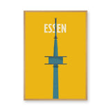 Essen Tower Minimalist Wall Art – Yellow Travel Typography Print