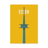 Essen Tower Minimalist Wall Art – Yellow Travel Typography Print
