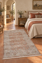 Ethnic Distressed Vintage Area Rug in a bedroom