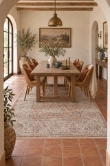 Ethnic Distressed Vintage Area Rug in a dining room