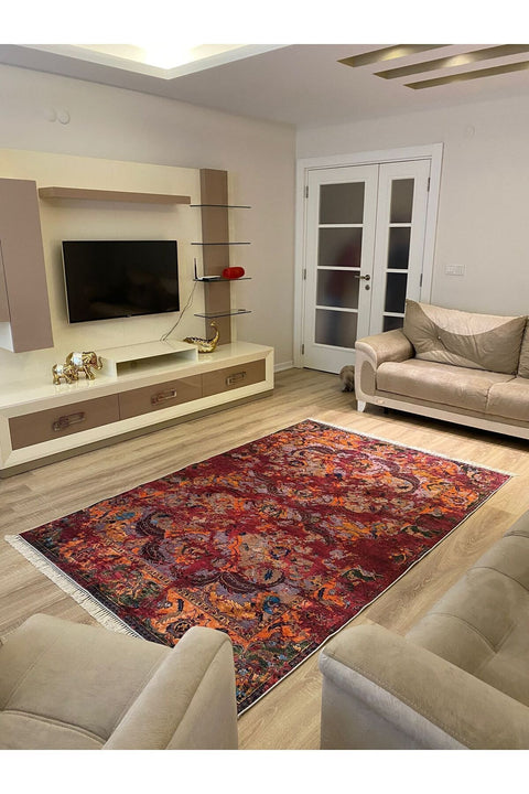 Ethnic Printed Area Rug in a living room