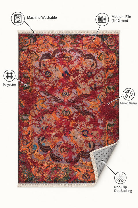 Ethnic Printed Area Rug – features