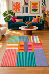 Ethnic Retro Area Rug in a living room
